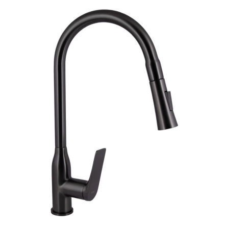 Смеситель для кухни Qtap Vlasta New с выдвижным изливом QTVLA344GMB45647 Gunmetal Black PVD (SD00051771)