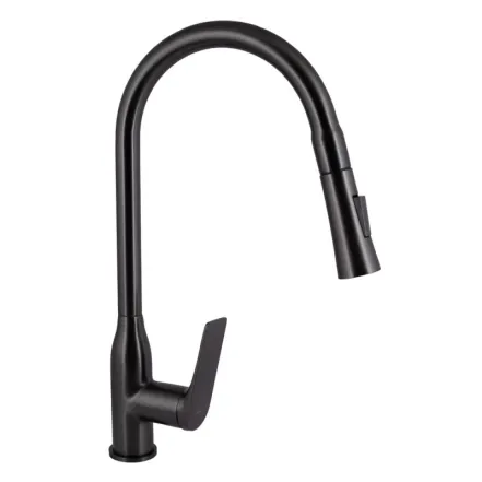 Змішувач для кухні Qtap Vlasta New з висувним виливом QTVLA344GMB45647 Gunmetal Black PVD (SD00051771)