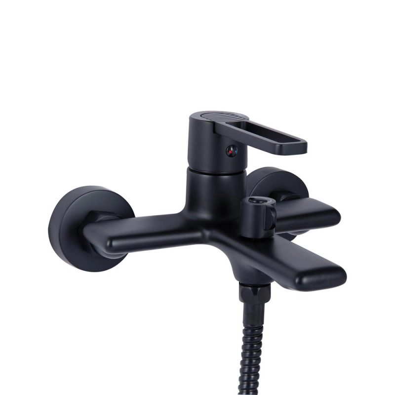 Смеситель для ванны Qtap Taurus (с душевым гарнитуром) QTTAU259BLM45662 Black Matt Фото - 5