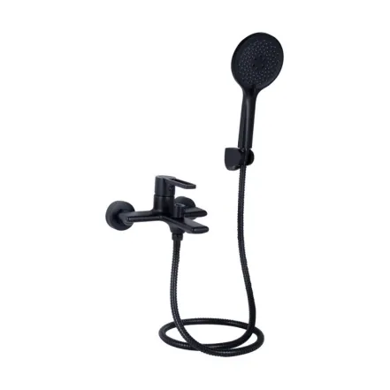 Смеситель для ванны Qtap Taurus (с душевым гарнитуром) QTTAU259BLM45662 Black Matt