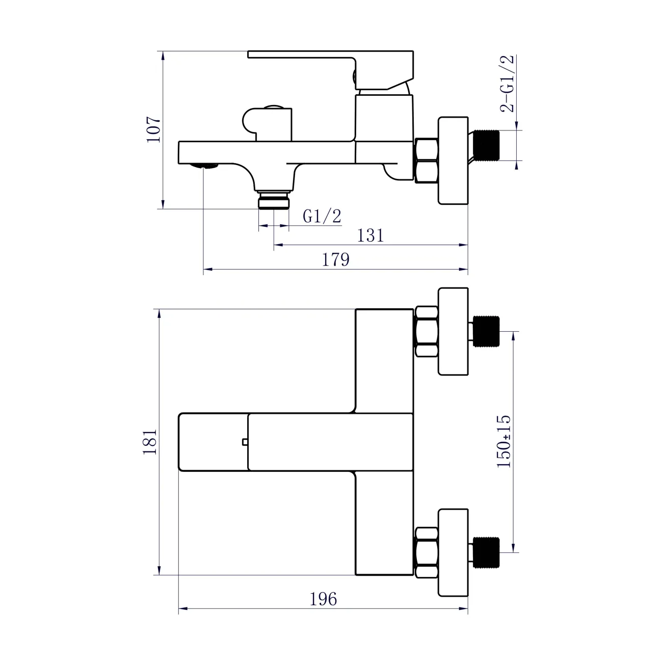 Смеситель для ванны Qtap Gemini (с душевым гарнитуром) QTGEM259BLM45682 Black Matt Фото - 1