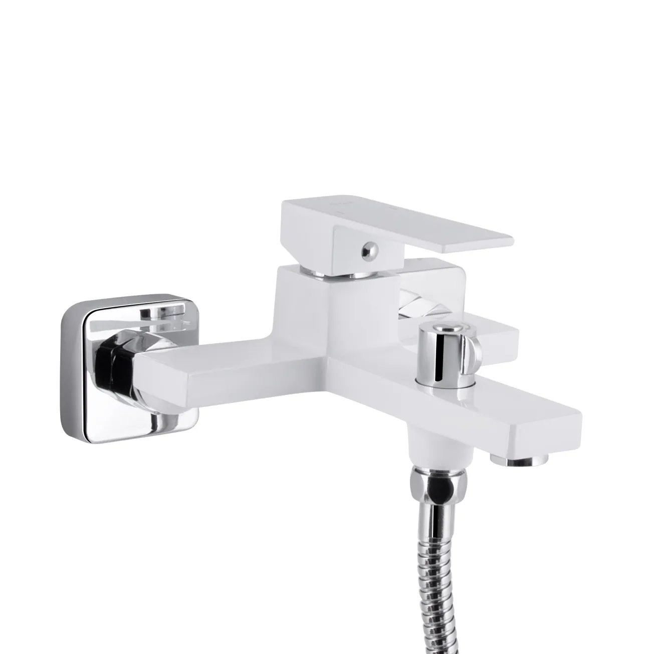 Змішувач для ванни Qtap Gemini (з душовим гарнітуром) QTGEM259CRW45683 Chrome/White Фото - 2