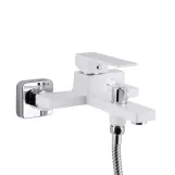Змішувач для ванни Qtap Gemini (з душовим гарнітуром) QTGEM259CRW45683 Chrome/White Фото - 2