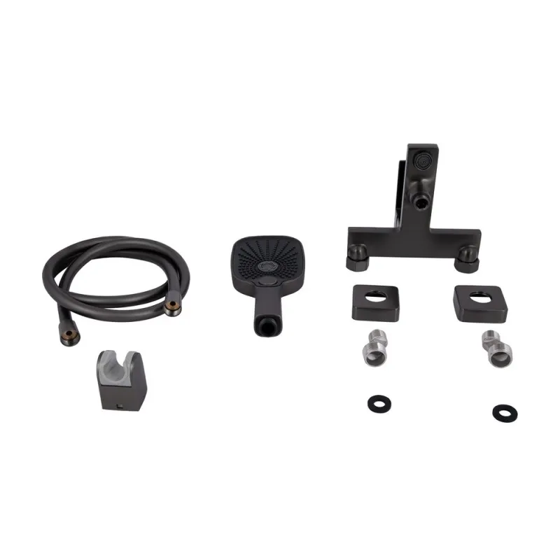Змішувач для ванни Qtap Gemini (з душовим гарнітуром) QTGEM259GMB45684 Gunmetal Black PVD (SD00051808) Фото - 1