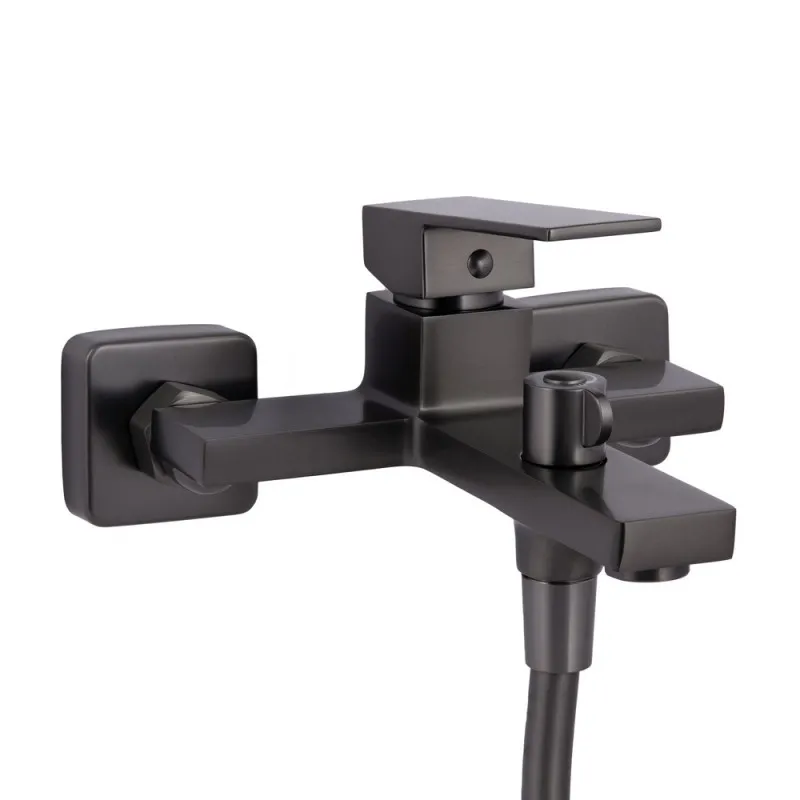 Змішувач для ванни Qtap Gemini (з душовим гарнітуром) QTGEM259GMB45684 Gunmetal Black PVD (SD00051808) Фото - 5
