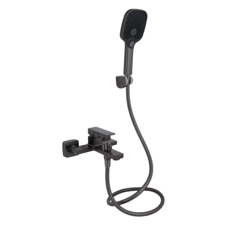 Змішувач для ванни Qtap Gemini (з душовим гарнітуром) QTGEM259GMB45684 Gunmetal Black PVD (SD00051808)