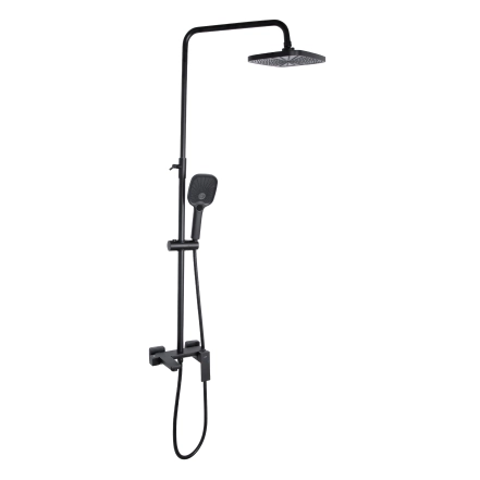Душова система універсальна Qtap Gemini на три споживача (з виливом) QTGEM111BLM45686 Black Matt