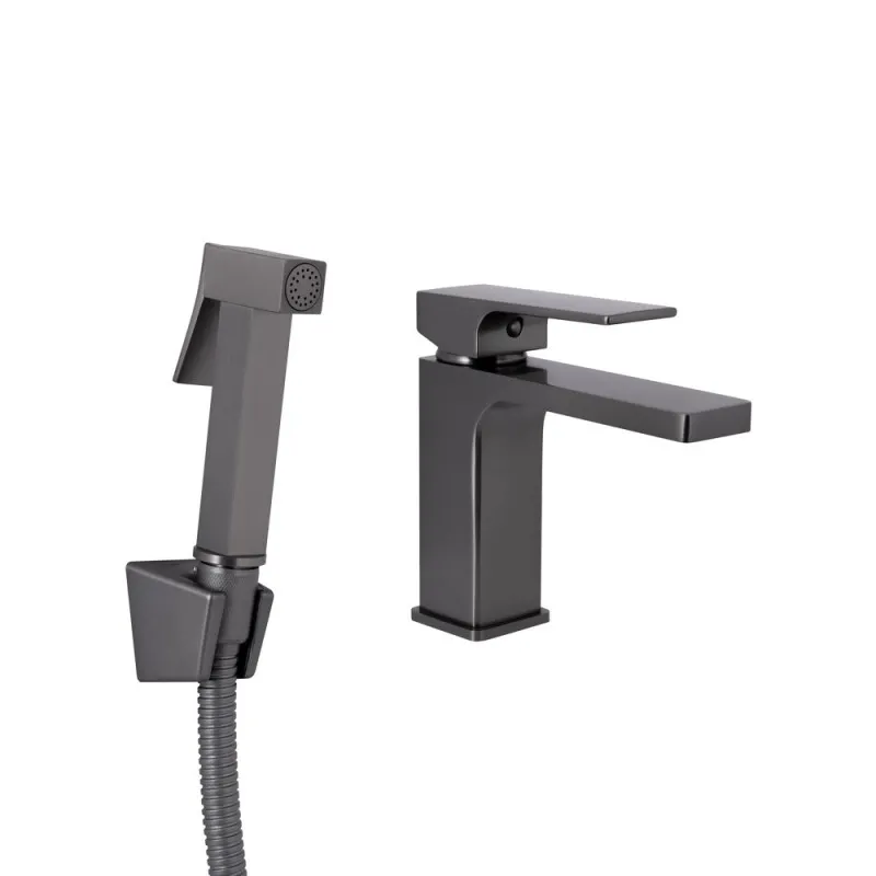 Змішувач для раковини Qtap Gemini (з гігієнічним душем) QTGEM272GMB45692 Gunmetal Black PVD (SD00051816)