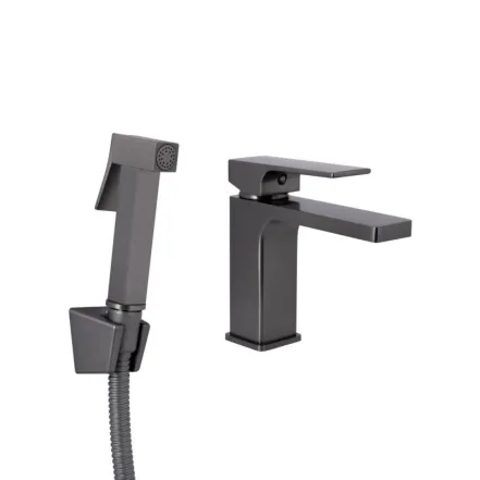 Змішувач для раковини Qtap Gemini (з гігієнічним душем) QTGEM272GMB45692 Gunmetal Black PVD (SD00051816)
