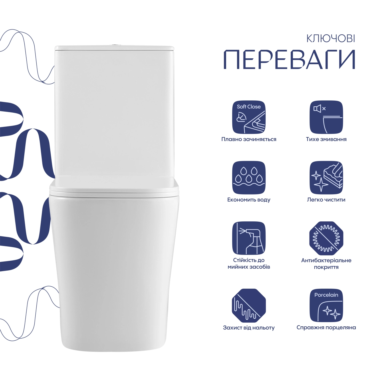 Унітаз підлоговий Qtap Tern Ultra Quiet безобідковий з сидінням Soft-Close QT17226003AW White Фото - 2