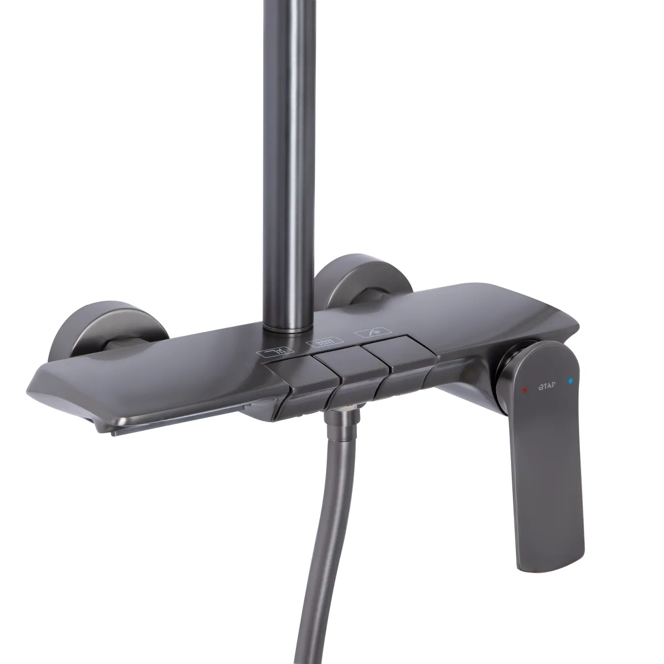 Душова система універсальна Qtap Slavonice на три споживача (з виливом) QTSLA111GMB45905 Gunmetal Black PVD Фото - 2