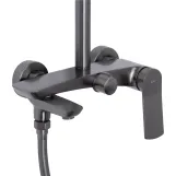 Душова система універсальна Qtap Slavonice на три споживача (з виливом) QTSLA111GMB45910 Gunmetal Black PVD Фото - 2