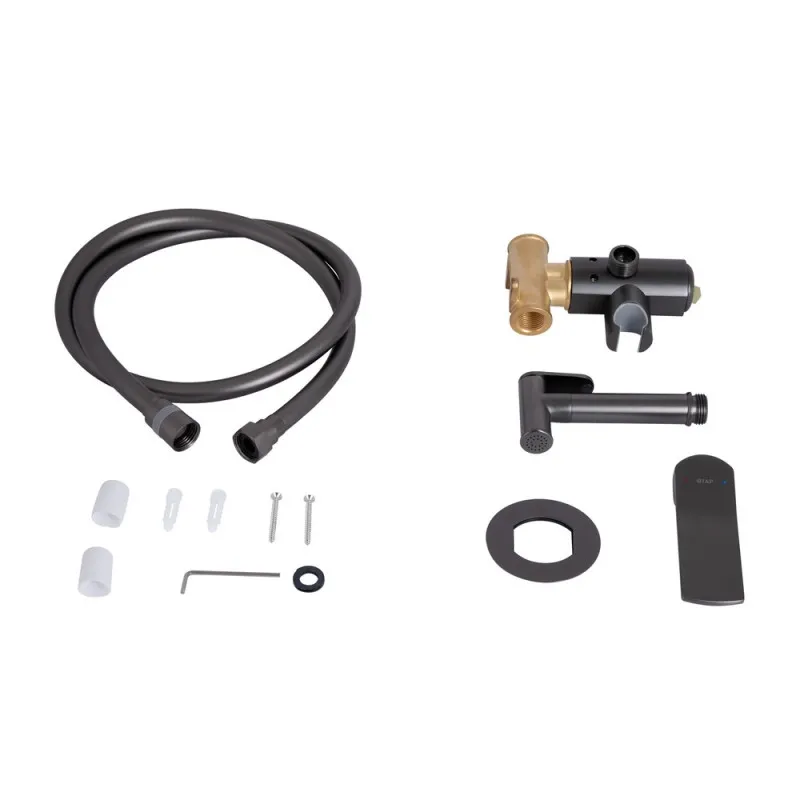 Набор для гигиенического душа Qtap Slavonice округлый QTSLA262GMB45916 Gunmetal Black PVD (SD00052040) Фото - 5