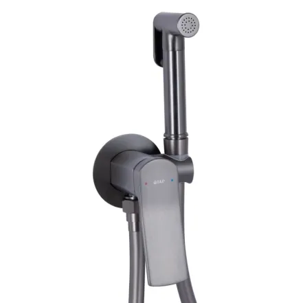 Набор для гигиенического душа Qtap Slavonice округлый QTSLA262GMB45916 Gunmetal Black PVD (SD00052040)