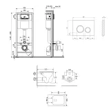 Готовое решение Qtap для ванной комнаты: подвесной унитаз Gemini Ultra Quiet 530х365х373 + комплект инсталляции Nest 4 в 1 (круглая клавиша Satin) Фото - 1
