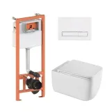 Готовое решение Qtap для ванной комнаты: подвесной унитаз Gemini Ultra Quiet 530х365х373 + комплект инсталляции Nest 4 в 1 (линейная клавиша White)