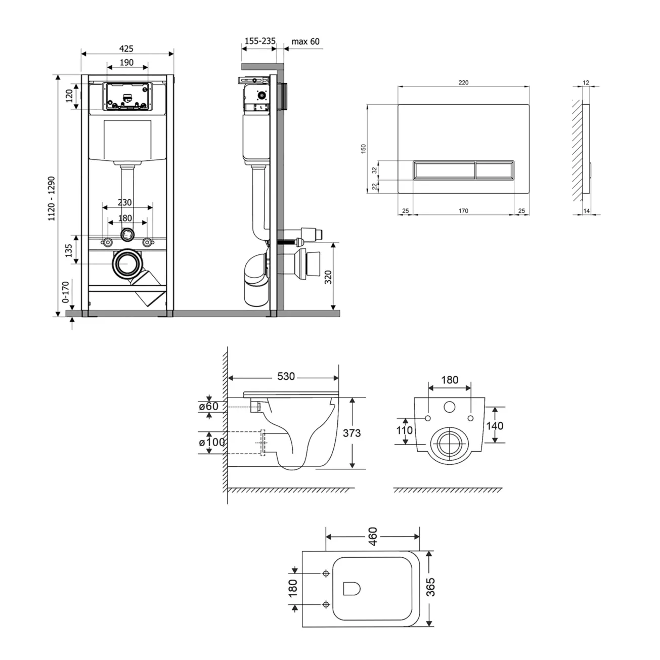 Готовое решение Qtap для ванной комнаты: подвесной унитаз Gemini Ultra Quiet 530х365х373 + комплект инсталляции Nest 4 в 1 (линейная клавиша Chrome) Фото - 1