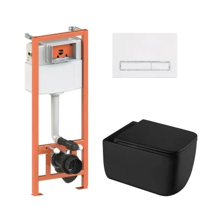 Готовое решение Qtap для ванной комнаты: подвесной унитаз Gemini Ultra Quiet 530х365х373 + комплект инсталляции Nest 4 в 1 (линейная клавиша White)