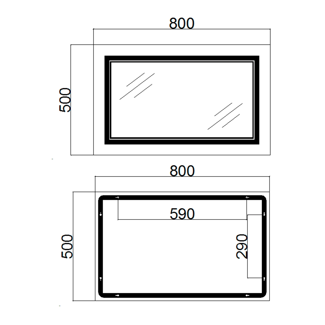 Дзеркало Qtap Cardinal 800х500 з LED-підсвічуванням QT0478C5080 (SD00052322) Фото - 1