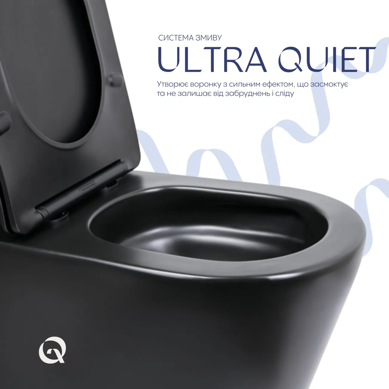 Унитаз напольный Qtap Scorpio Ultra Quiet безободковый с сиденьем Soft-close MATT BLACK QT14226088AMB Фото - 4