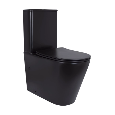 Унитаз напольный Qtap Scorpio Ultra Quiet безободковый с сиденьем Soft-close MATT BLACK QT14226088AMB