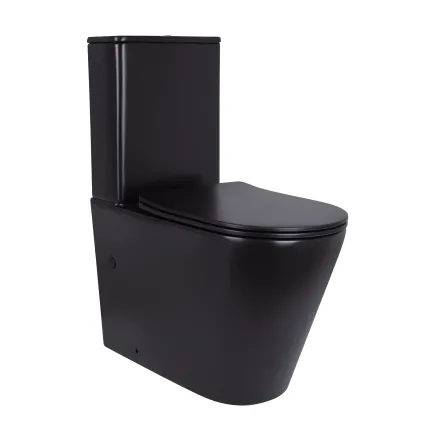 Унитаз напольный Qtap Scorpio Ultra Quiet безободковый с сиденьем Soft-close MATT BLACK QT14226088AMB