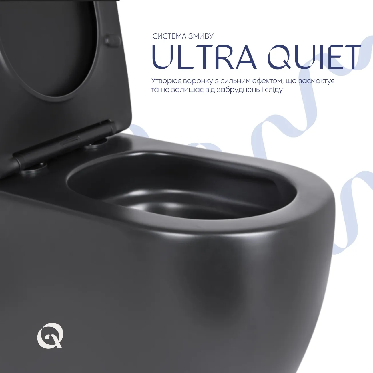Унітаз підлоговий Qtap Robin Ultra Quiet безобідковий з сидінням Soft-close MATT BLACK QT13226083AMB Фото - 4