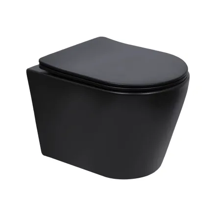 Унитаз подвесной Qtap Scorpio Ultra Quiet безободковый с сиденьем Soft-close MATT BLACK QT14332380AMB