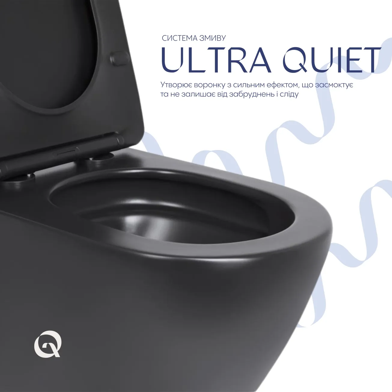 Унітаз підвісний Qtap Robin New Ultra Quiet безобідковий з сидінням Soft-close MATT BLACK QT13332381АSMB Фото - 4