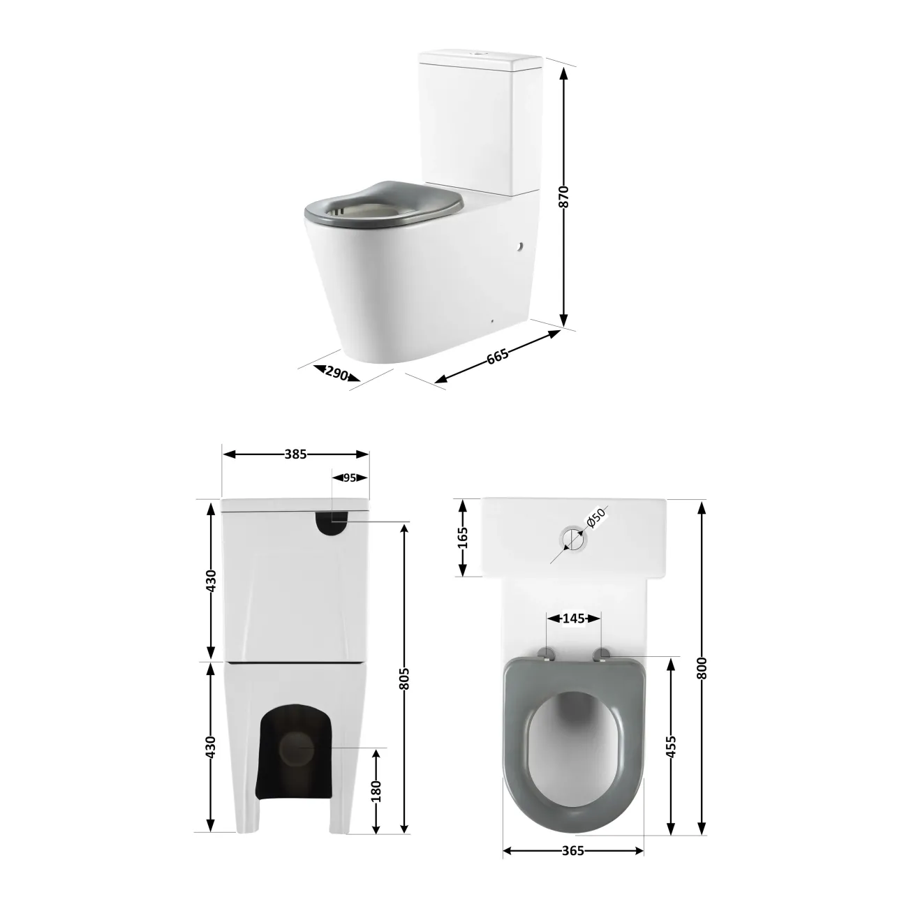 Унитаз напольный Qtap Freedom инклюзивный Rimless безободковый с сиденьем Soft-close WHITE QT22226098W Фото - 1