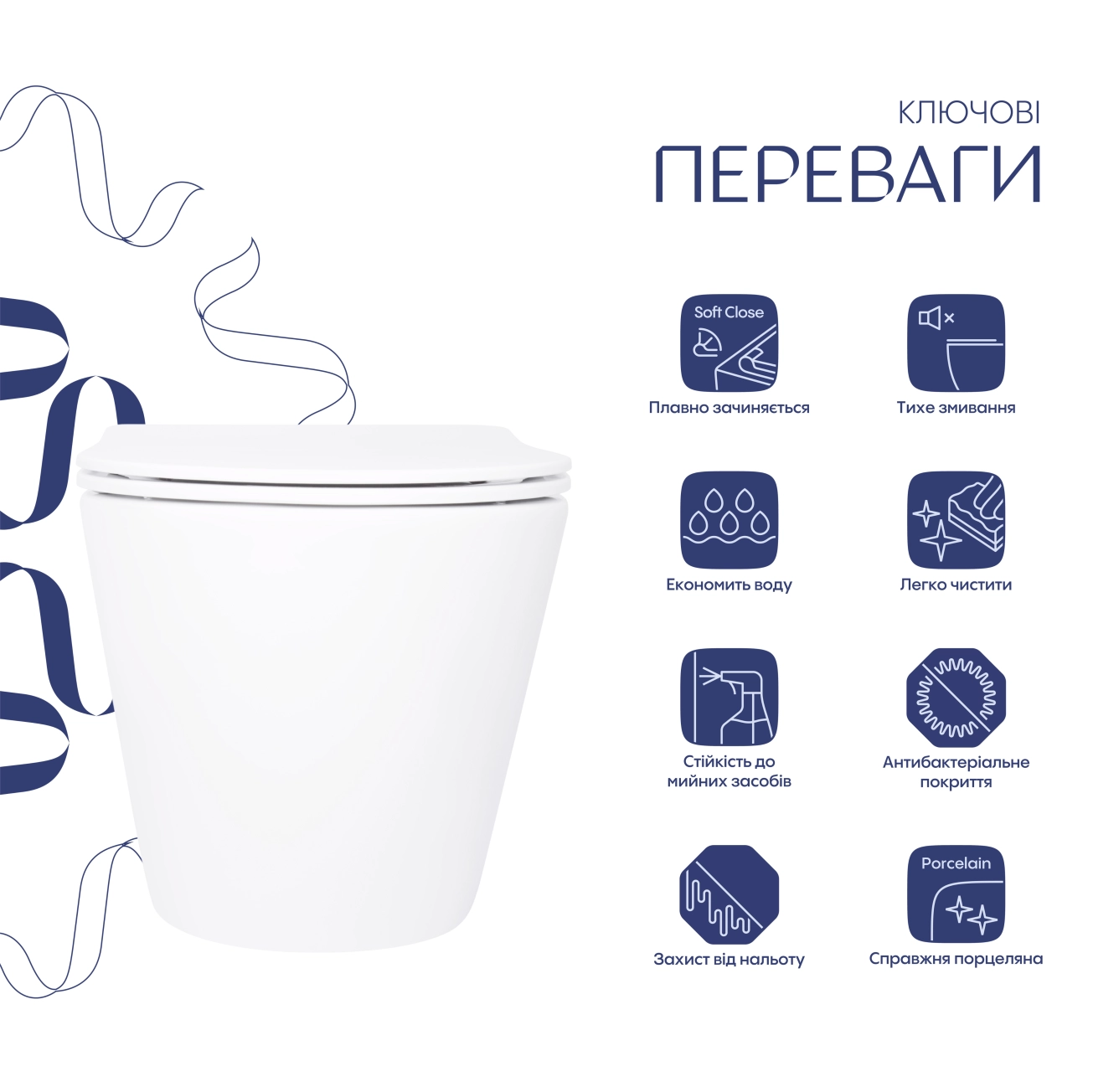 Унитаз напольный Qtap Robin безбачковый Ultra Quiet безободковый безободковый с сиденьем Soft-close WHITE QT13223381AW Фото - 3