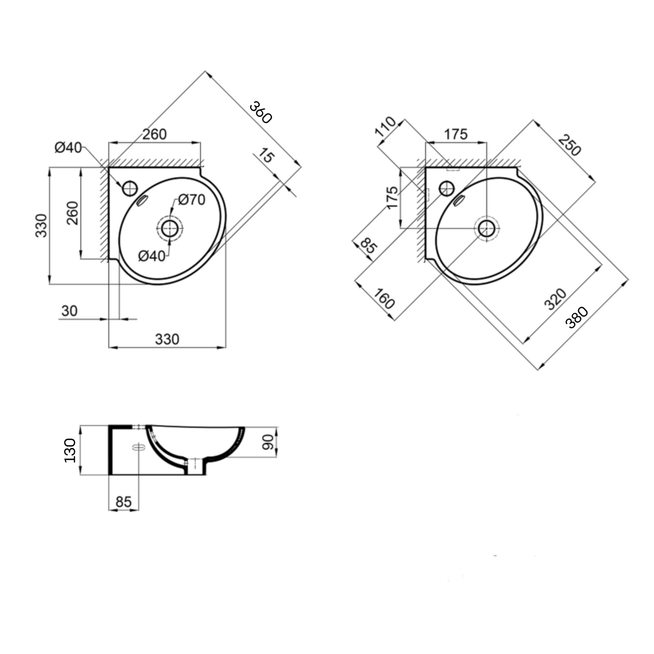 Раковина Qtap Leo 380x360x130 White QT11115010WN Фото - 1