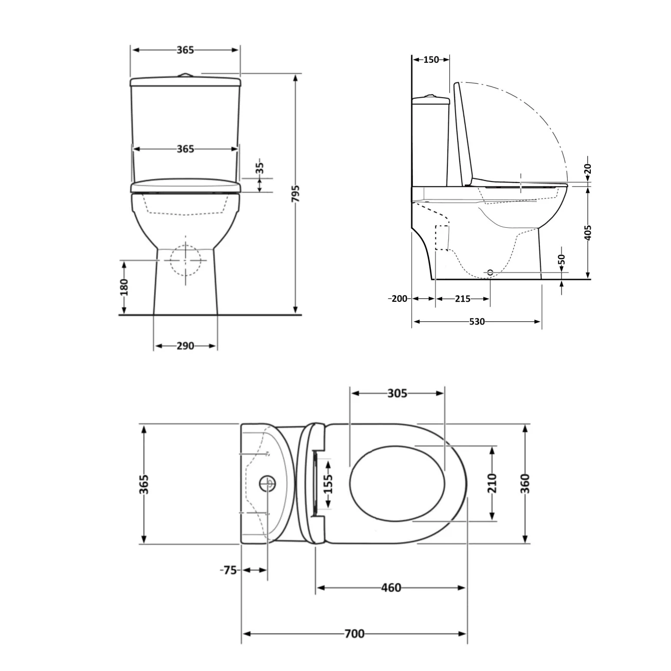 Унитаз-моноблок напольный Qtap Kolibri Ultra Quiet безободковый с сиденьем Soft-close WHITE QT10226380W Фото - 1