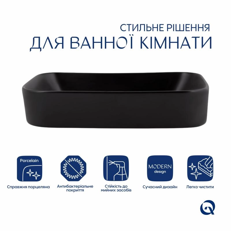 Раковина-чаша Qtap Scorpio 550х390 Кераміка Чорний (SD00052895) Фото - 2