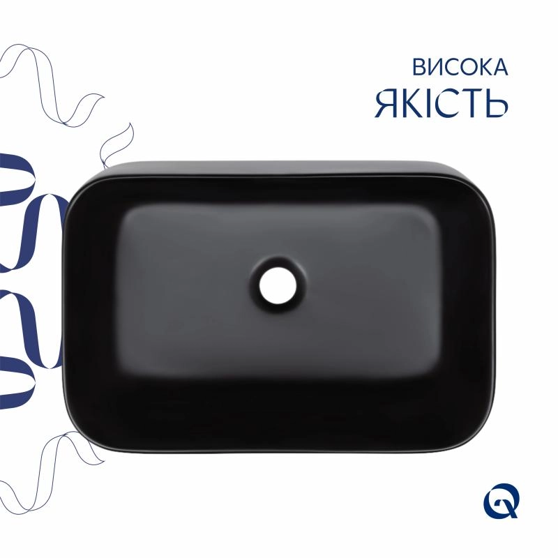 Раковина-чаша Qtap Scorpio 550х390 Кераміка Чорний (SD00052895) Фото - 3
