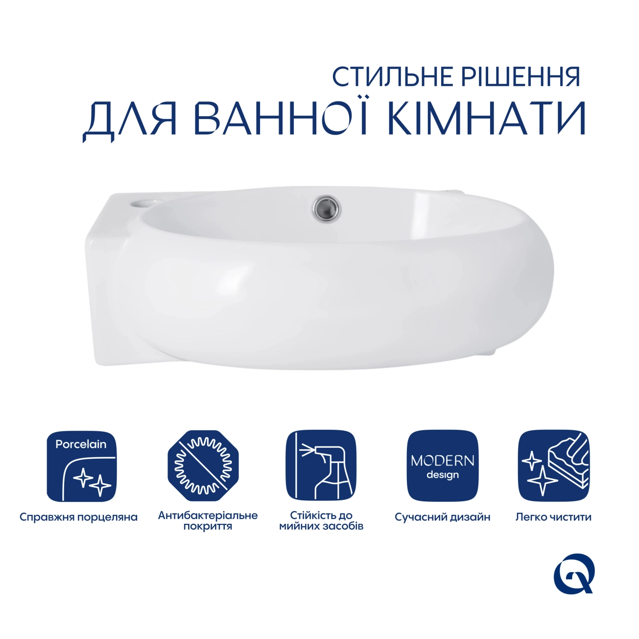Раковина Qtap Leo 430x285x160 White QT11111008RW Фото - 2