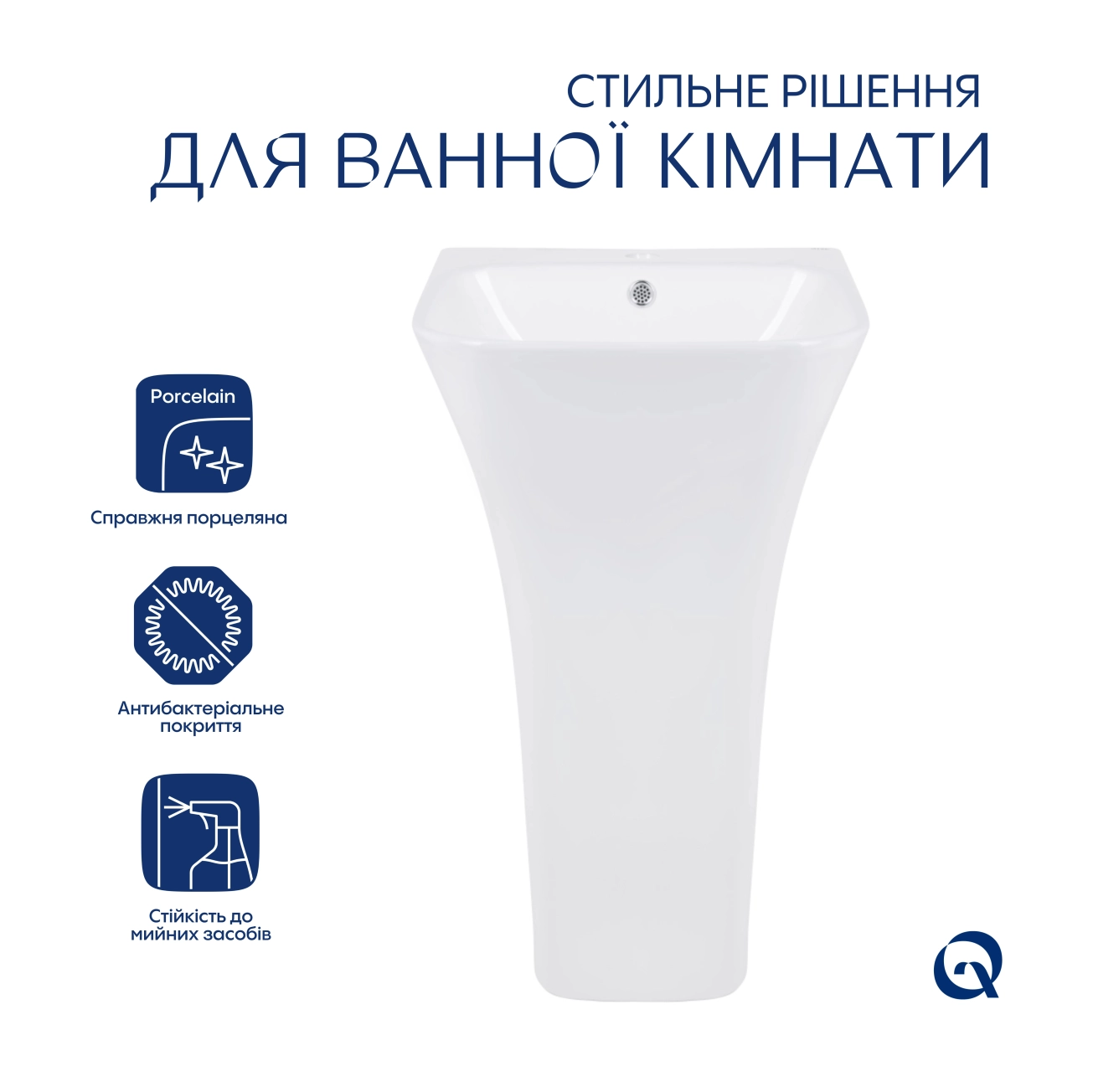Раковина для підлоги моноблок Qtap Crow 445x420x840 White QT0511G315WN Фото - 2