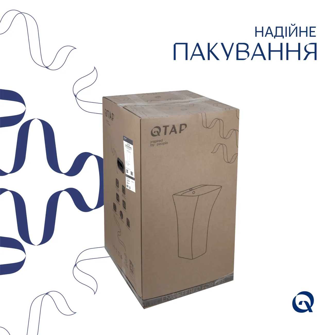 Раковина напольная моноблок Qtap Crow 445x420x840 White QT0511G315WN Фото - 6