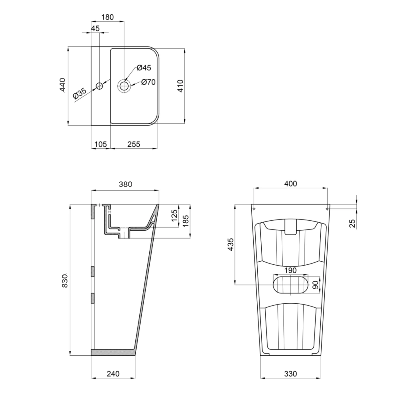 Раковина для підлоги моноблок Qtap Tern 440х380х830mm White QT1711G302WN Фото - 1