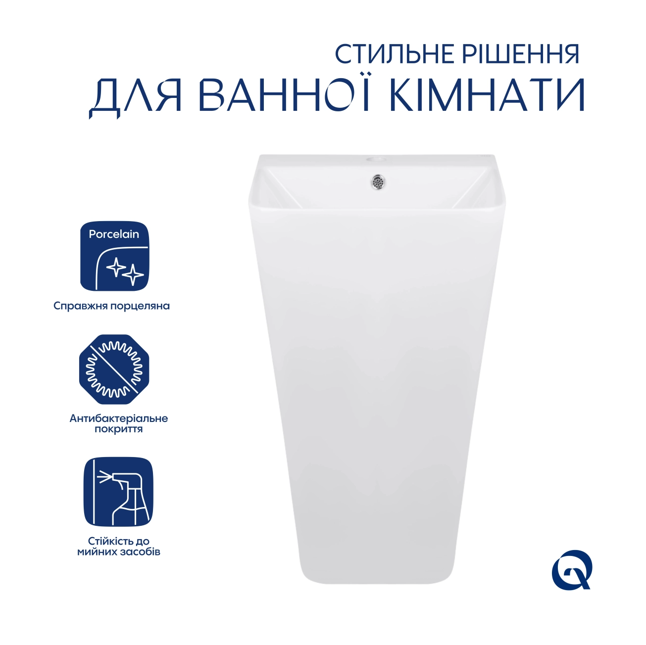 Раковина для підлоги моноблок Qtap Tern 440х380х830mm White QT1711G302WN Фото - 2