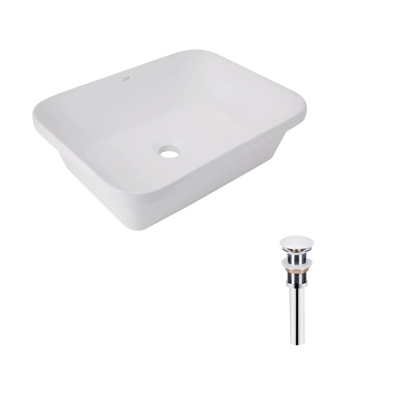 Комплект Qtap Scorpio: Раковина врізна прямокутна 510х390х145 мм White + Донний клапан PU02