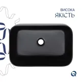 Комплект умывальника Qtap Scorpio керамика накладной прямоугольный черный с донным клапаном (SD00053422) Фото - 3