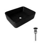 Комплект Qtap Tern: Раковина накладная прямоугольная 480х370х135 мм Matt Black + Донный клапан PU03