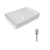 Комплект Qtap Tern: Раковина накладная прямоугольная 600x400x110 мм WHITE + Донный клапан PU02