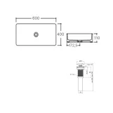 Комплект Qtap Tern: Раковина накладная прямоугольная 600x400x110 мм WHITE + Донный клапан PU02 Фото - 1