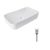 Комплект Qtap Tern: Раковина накладная прямоугольная 610x350x135 мм WHITE + Донный клапан PU02