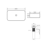 Комплект Qtap Tern: Раковина накладная прямоугольная 610x350x135 мм WHITE + Донный клапан PU02 Фото - 1