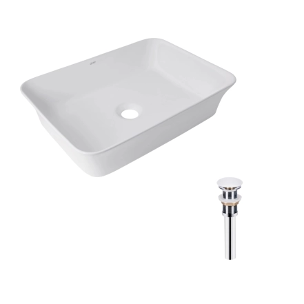 Комплект Qtap Virgo: Раковина накладная прямоугольная 490х350х110 мм White + Донный клапан PU02