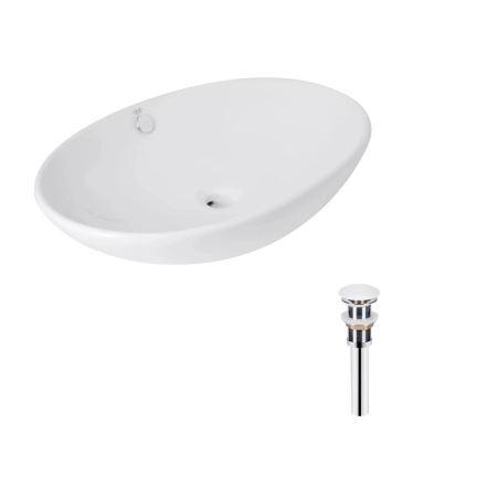Комплект Qtap Dove: Раковина накладна овальна 635x420x150 мм White + Донний клапан PU02O