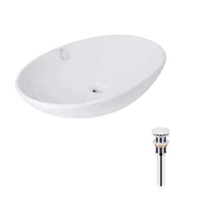 Комплект Qtap Dove: Раковина накладная овальная 635x420x150 мм White + Донный клапан PU02O